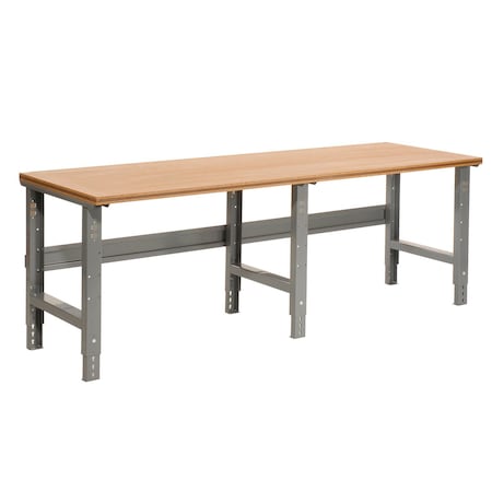 Global Industrial Extra Long Workbench, 96 x 30in, Adjustable Height, Shop Top Square Edge, Gray 183170